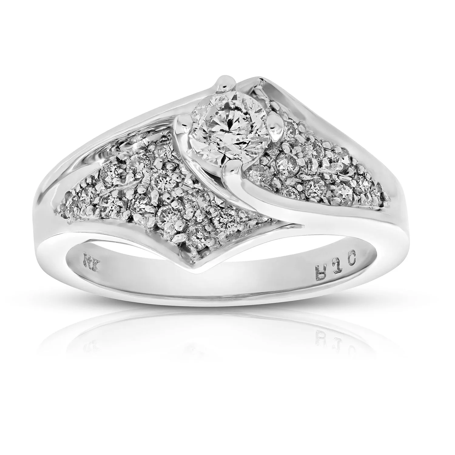 0.80 cttw Diamond Engagement Ring 14K White Gold Wedding Bridal