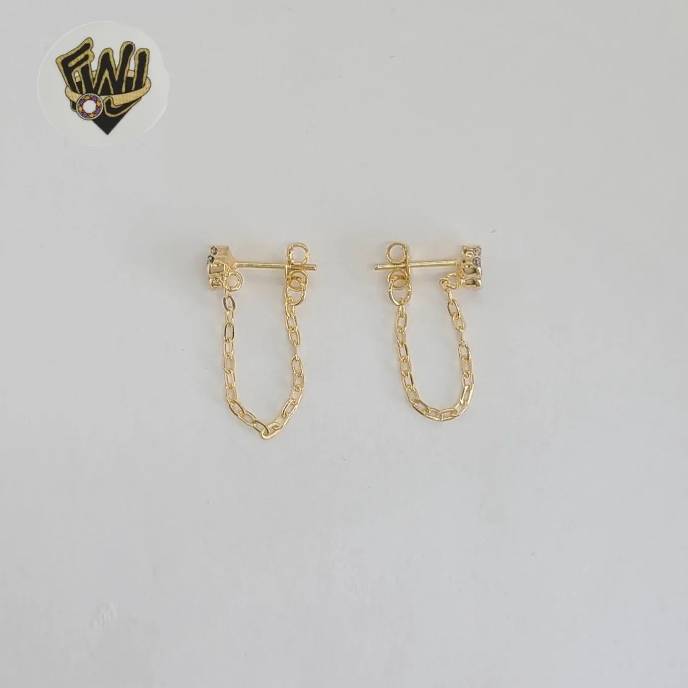 (1-1186-3) Gold Laminate - Zircon Double Chain Earrings - BGF