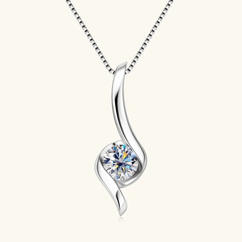 1.0 CT Round Moissanite Diamond Solitaire Necklace