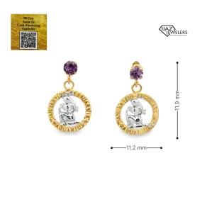 10K Gold Aquarius Zodiac Earrings