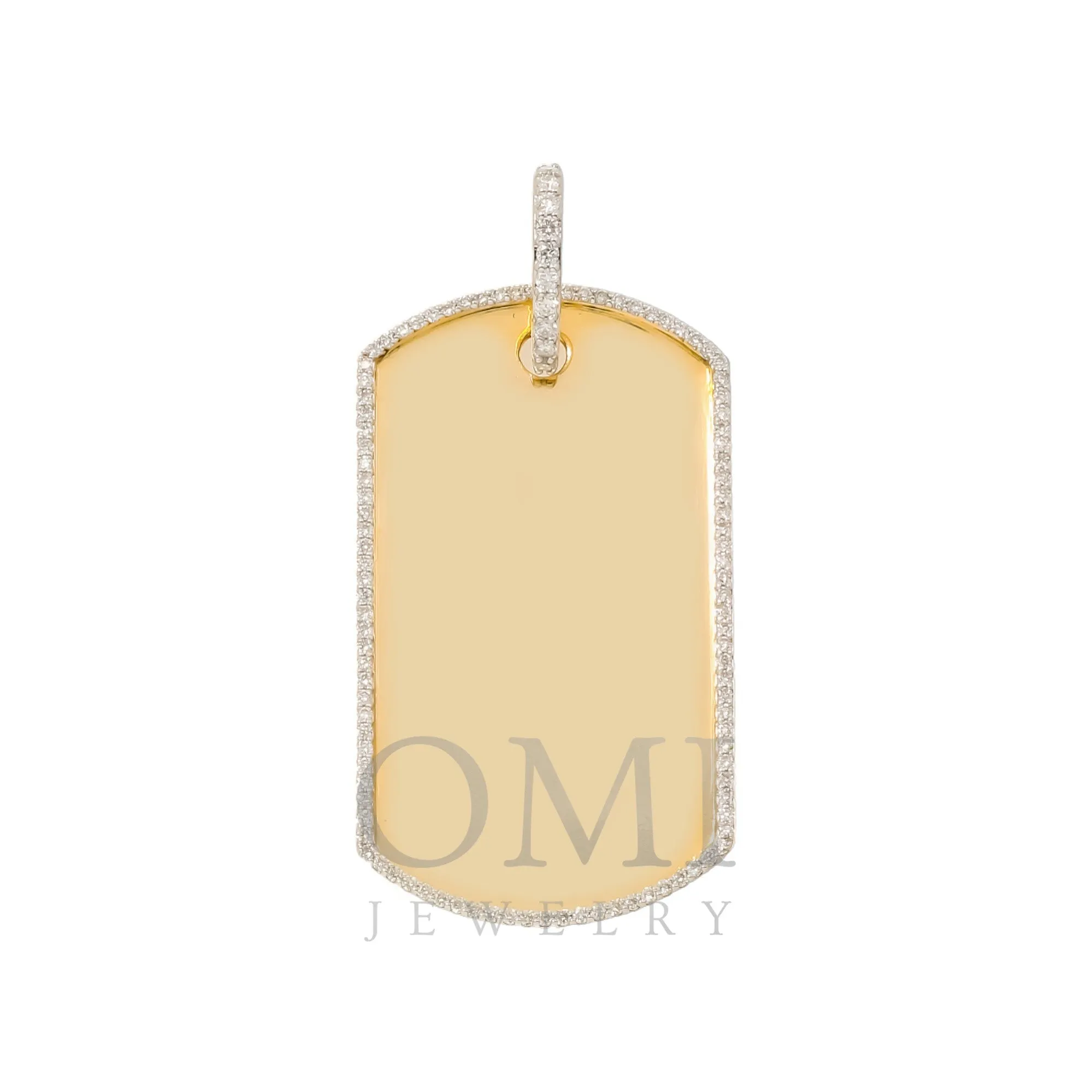 10K GOLD ROUND DIAMOND DOG TAG PICTURE PENDANT 1.01 CT