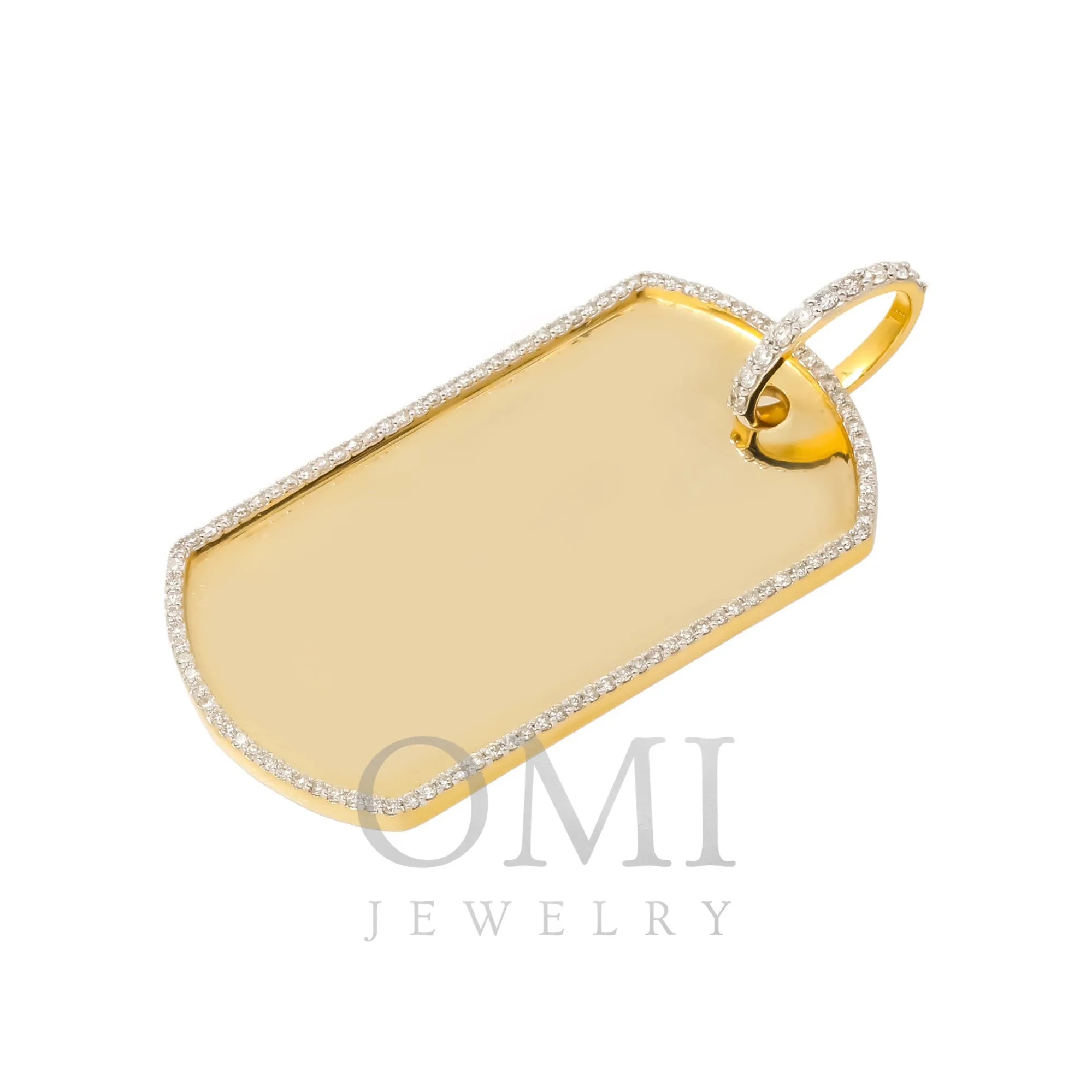 10K GOLD ROUND DIAMOND DOG TAG PICTURE PENDANT 1.01 CT