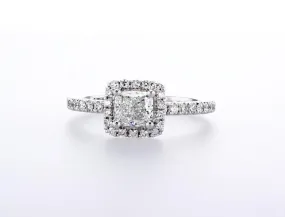 14K Cushion Halo Engagement Ring (1.05Ctw)