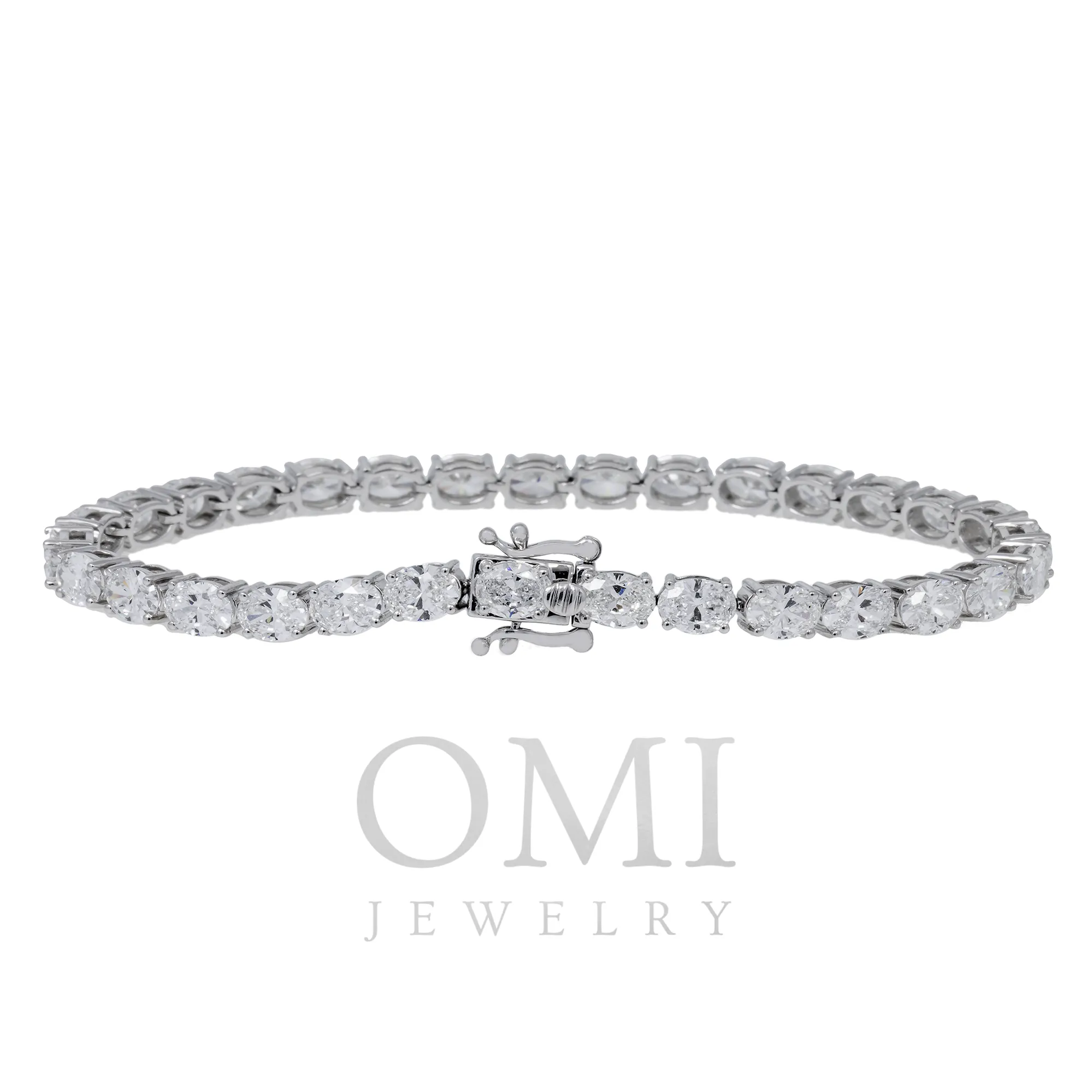 14K GOLD OVAL LAB DIAMOND TENNIS BRACELET 9.47 CT