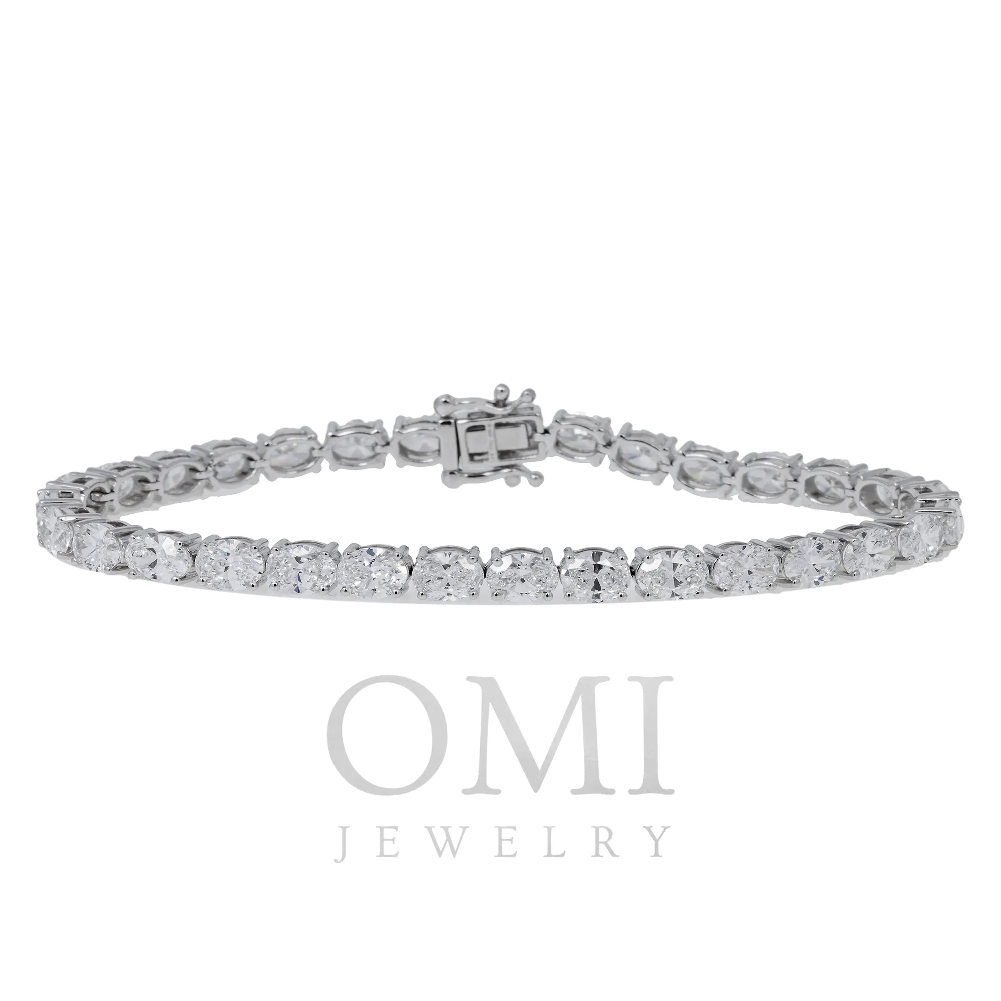 14K GOLD OVAL LAB DIAMOND TENNIS BRACELET 9.47 CT