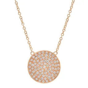 14K Large Diamond Disc Necklace