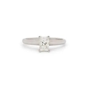 14K White Gold Natural Princess Diamond Solitaire Engagement Ring 0.78TCW