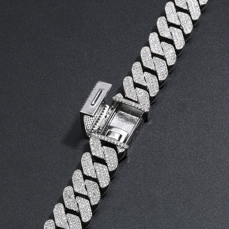 14mm Three-Row Zircon Cuban Chain/Bracelet