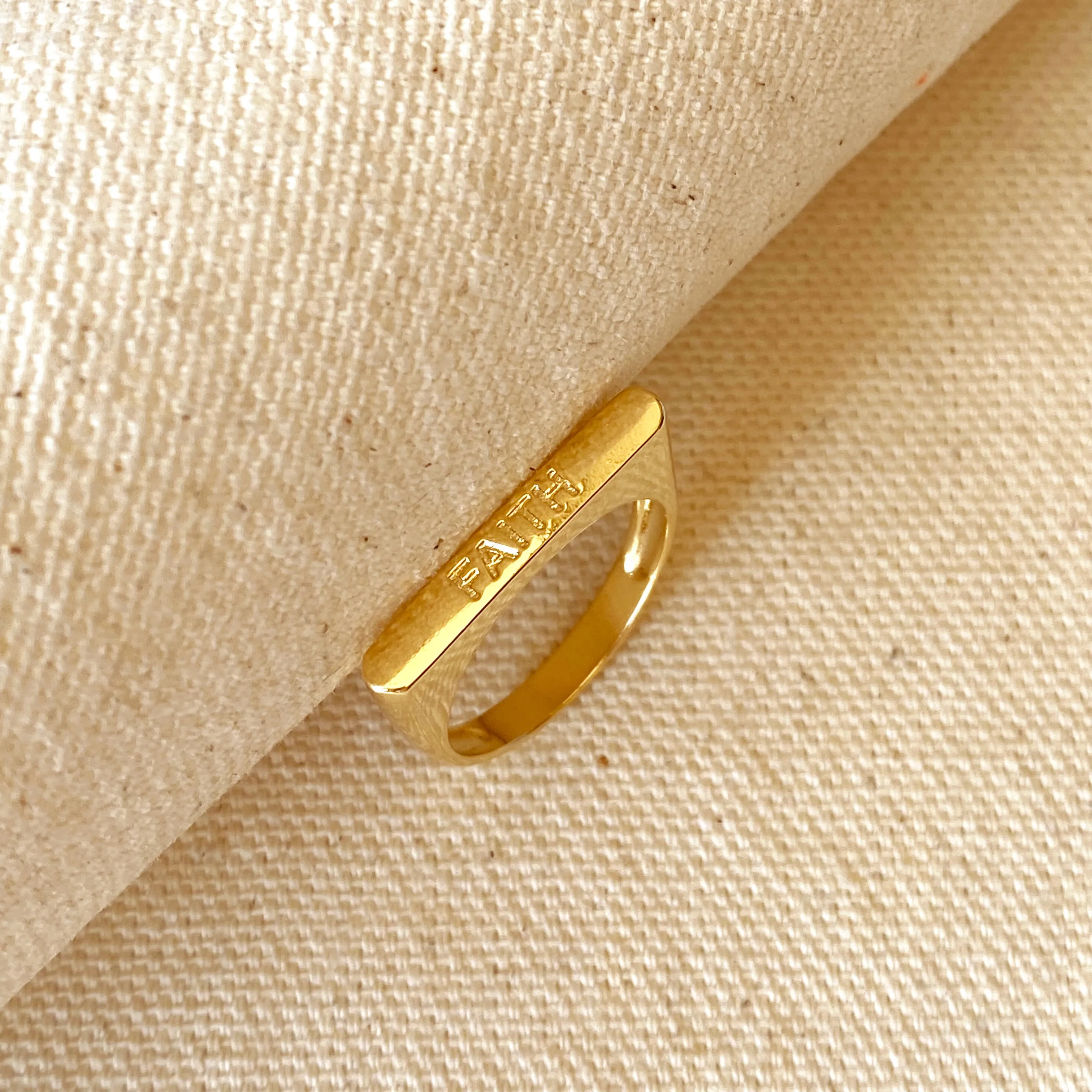 18k Gold Filled Faith Engraved Stackable Ring