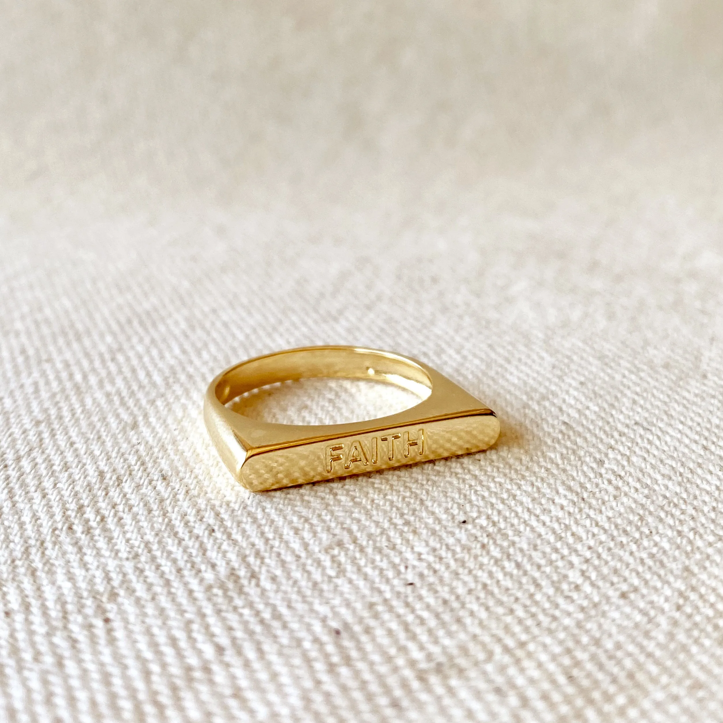 18k Gold Filled Faith Engraved Stackable Ring