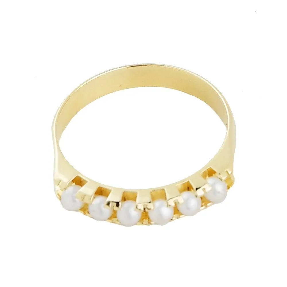 18k Gold Filled Small Synthetic Pearls Ring