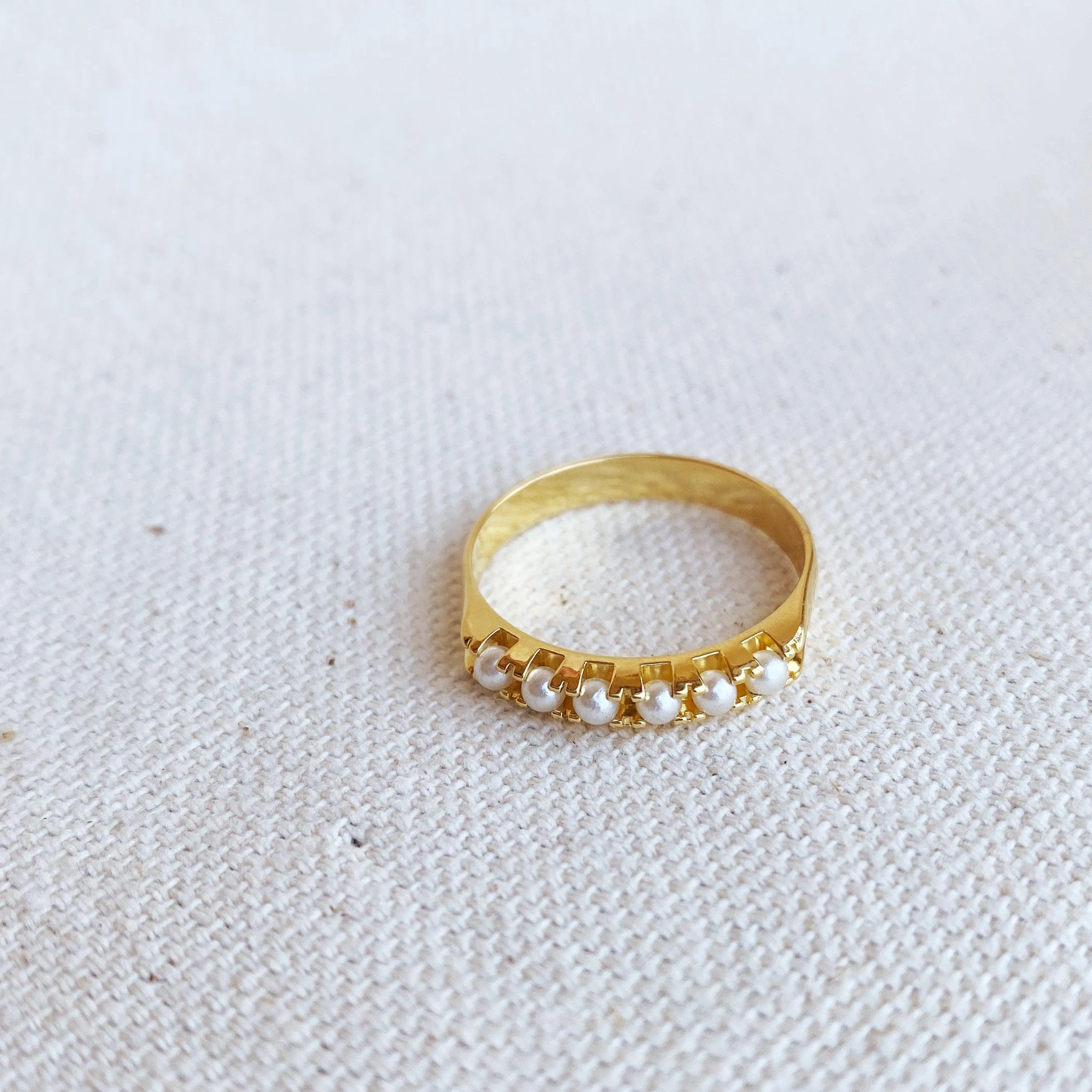 18k Gold Filled Small Synthetic Pearls Ring