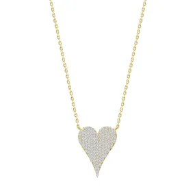 18k Gold Pavé Diamond Heart Pendant Necklace