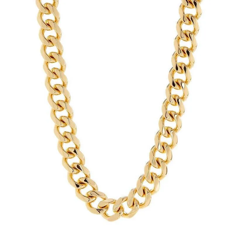 18K Gold Plated 15MM Width Vacuum Titanium Chain Necklace