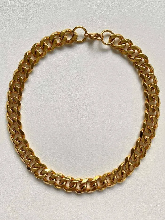 18K Gold Plated 15MM Width Vacuum Titanium Chain Necklace