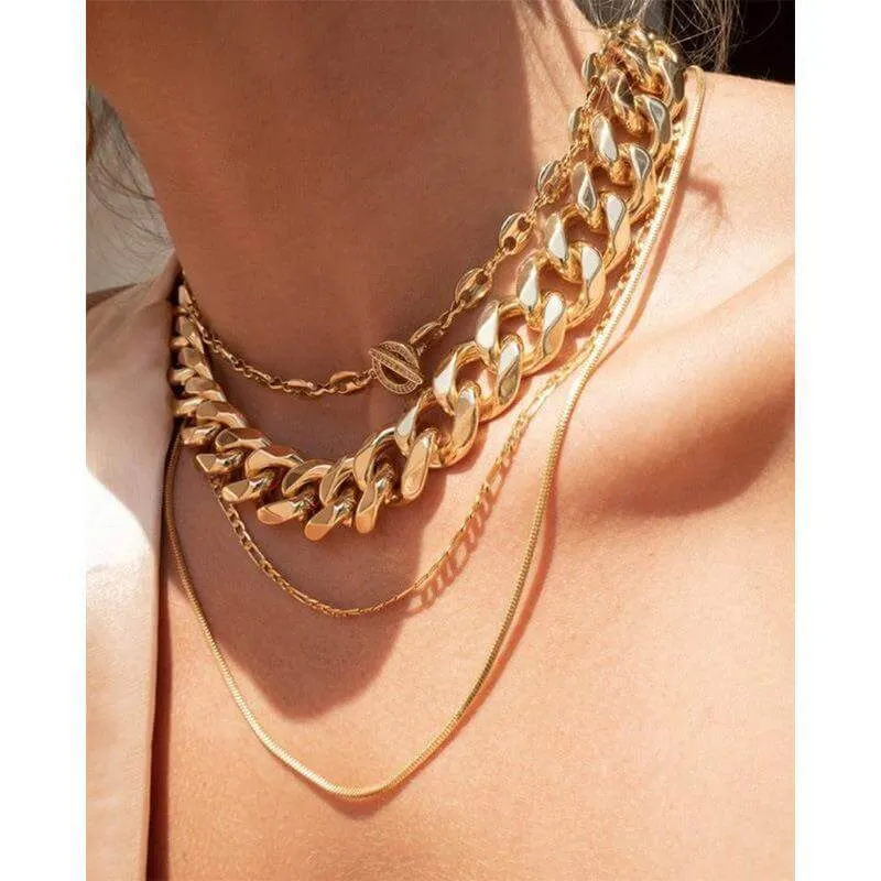 18K Gold Plated 15MM Width Vacuum Titanium Chain Necklace