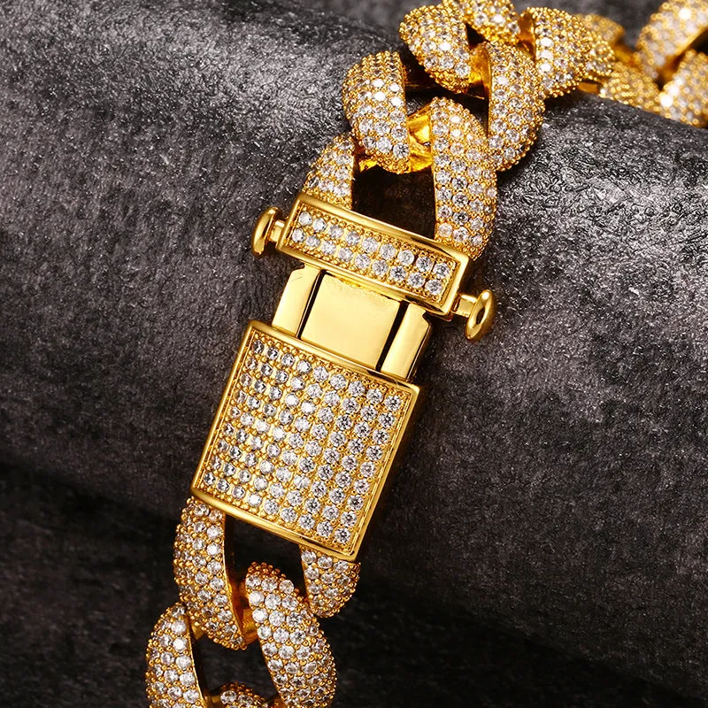 18mm Iced Out Cuban Chain/Bracelet