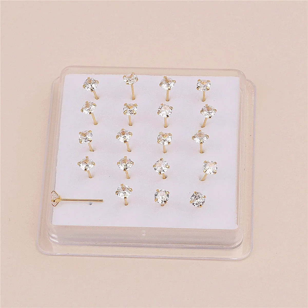 20 Piece Cubic Zirconia Nose Ring Studs