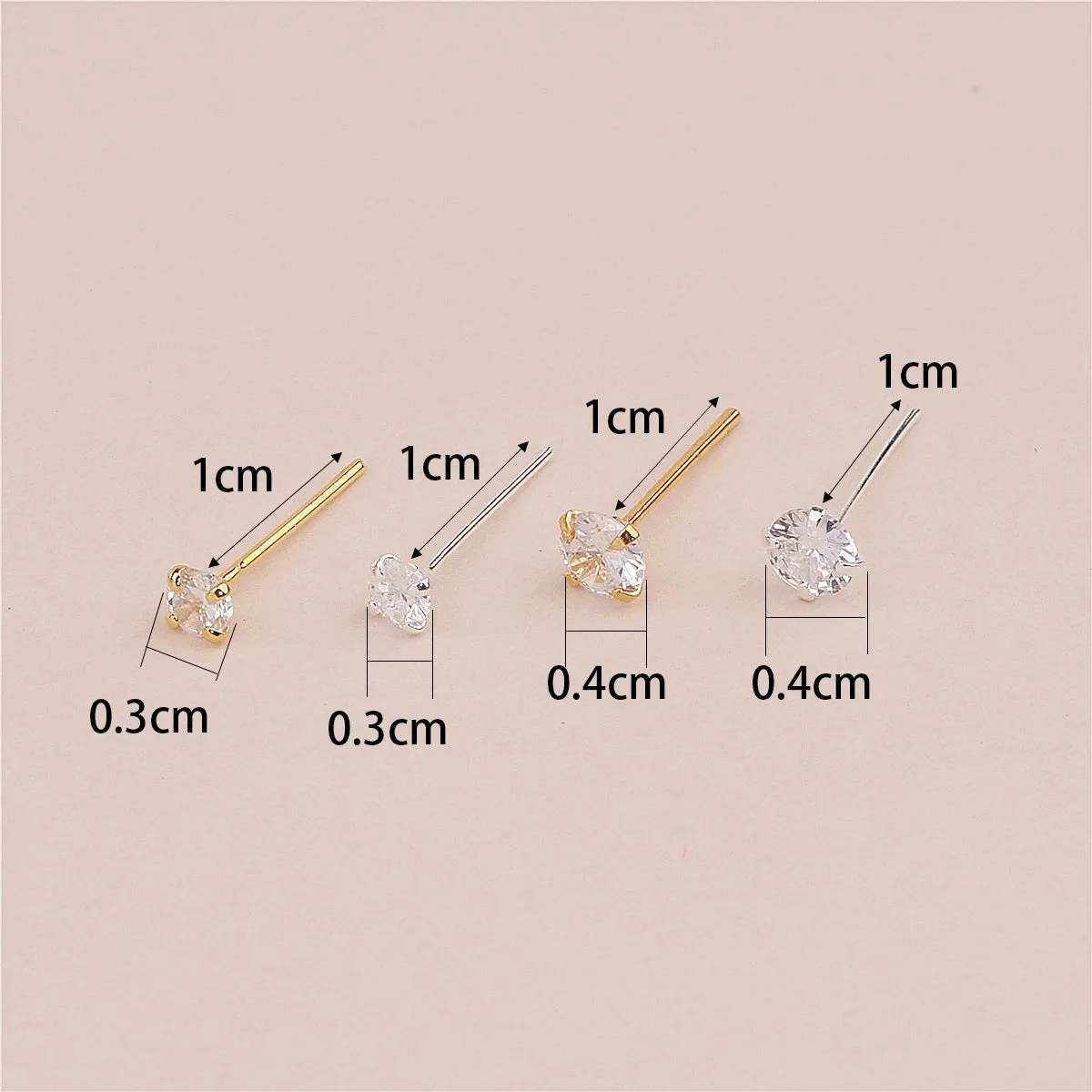 20 Piece Cubic Zirconia Nose Ring Studs