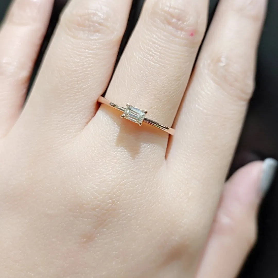 .20ctw Emerald Solitaire 14K Rose Gold Engagement Ring