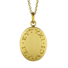 20K Gold Engraved Luck and Laughter Pendant