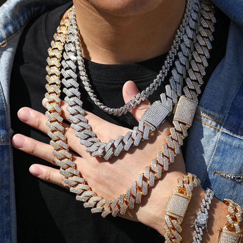 20MM Three-Row Iced Out Cuban Chain