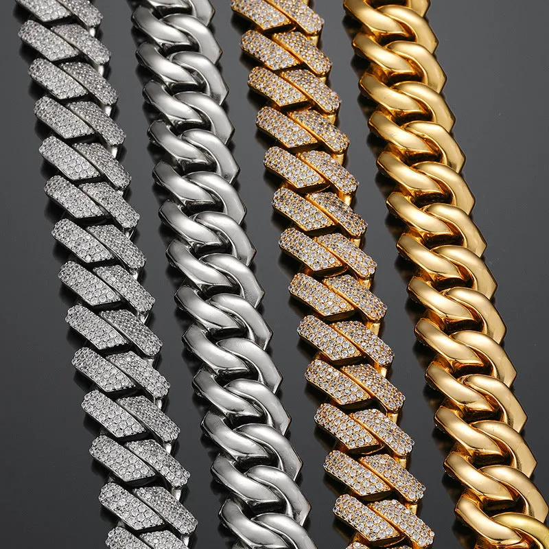 20MM Three-Row Iced Out Cuban Chain