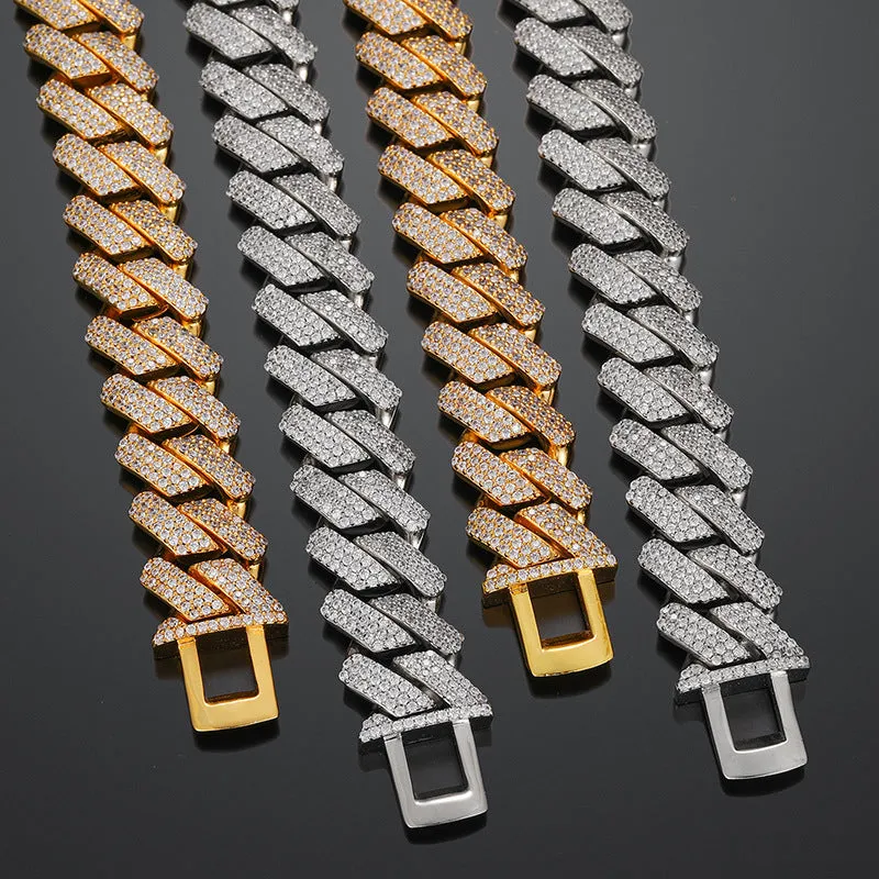 20MM Three-Row Iced Out Cuban Chain