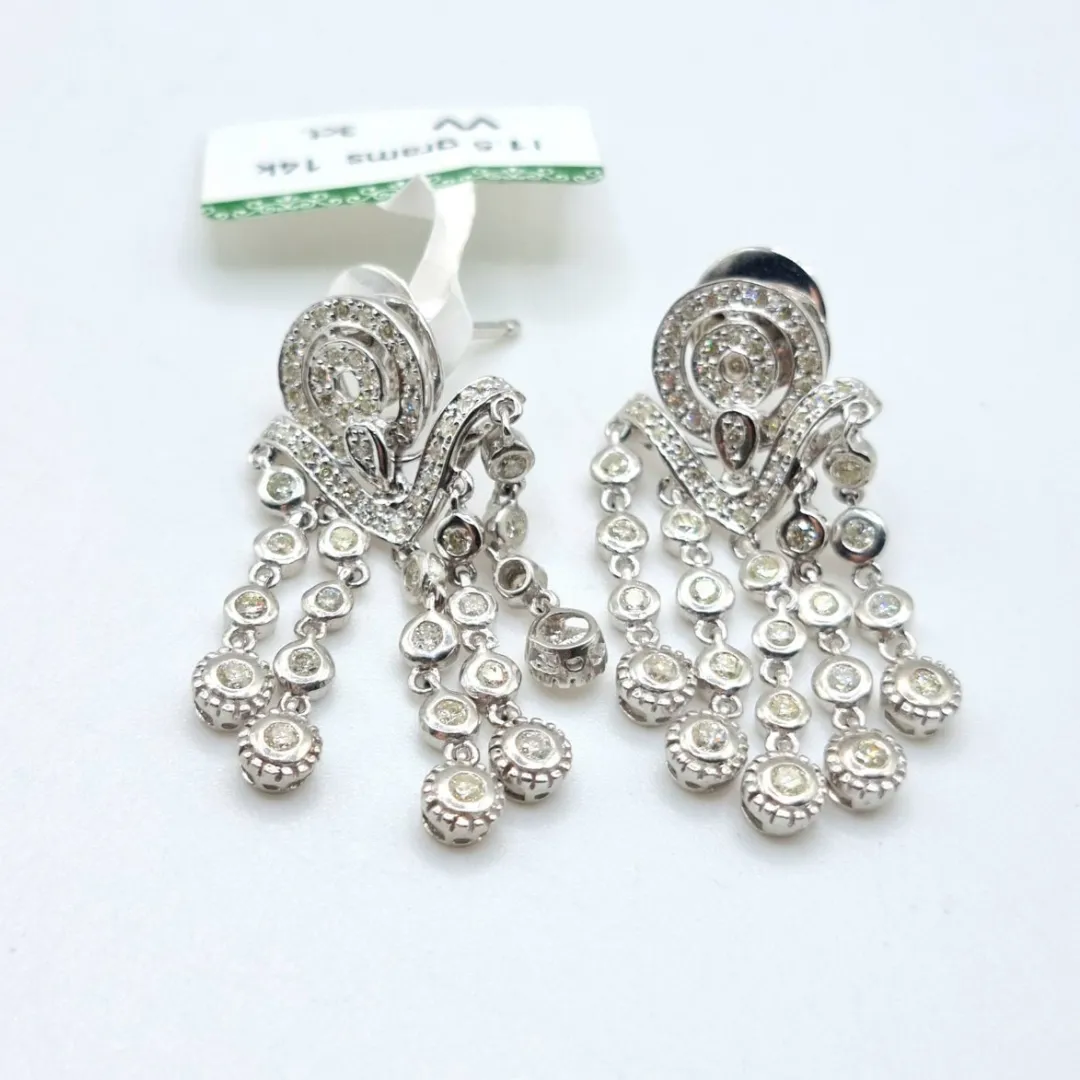 3.0 CT Chandelier Diamond Earrings 14K White Gold