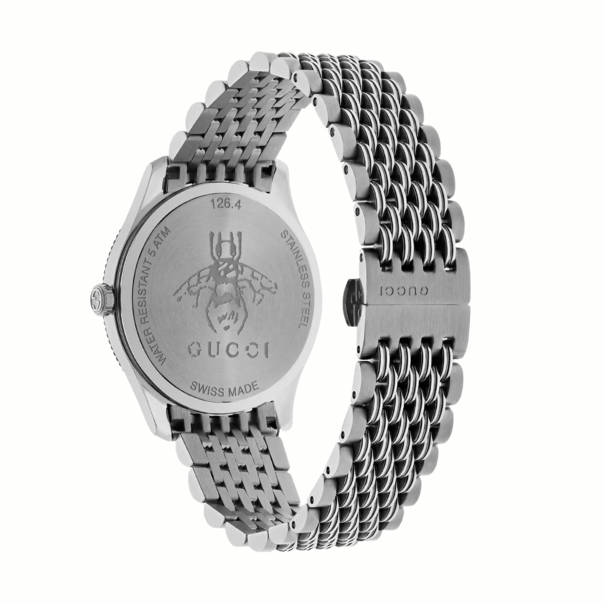 36MM GUCCI G-TIMELESS QUARTZ WATCH WITH SILVER BEE DIAL