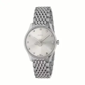 36MM GUCCI G-TIMELESS QUARTZ WATCH WITH SILVER BEE DIAL