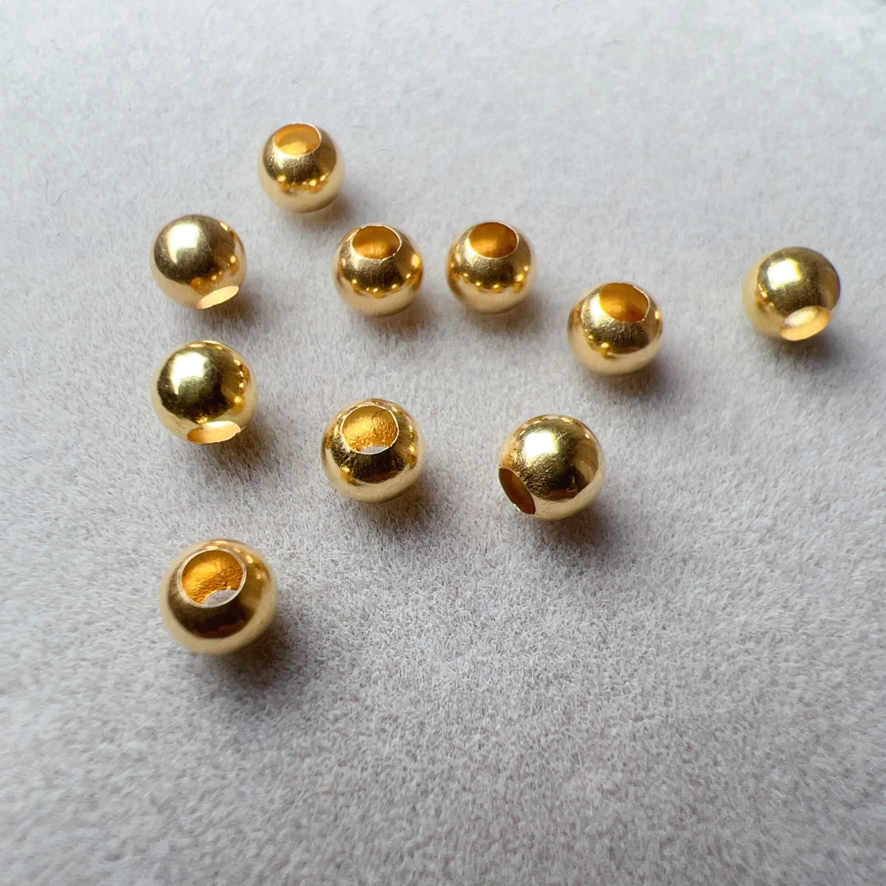 5 PCS 3.9mm 18K Yellow Gold Round Beads Charms for DIY Jewelry Projects