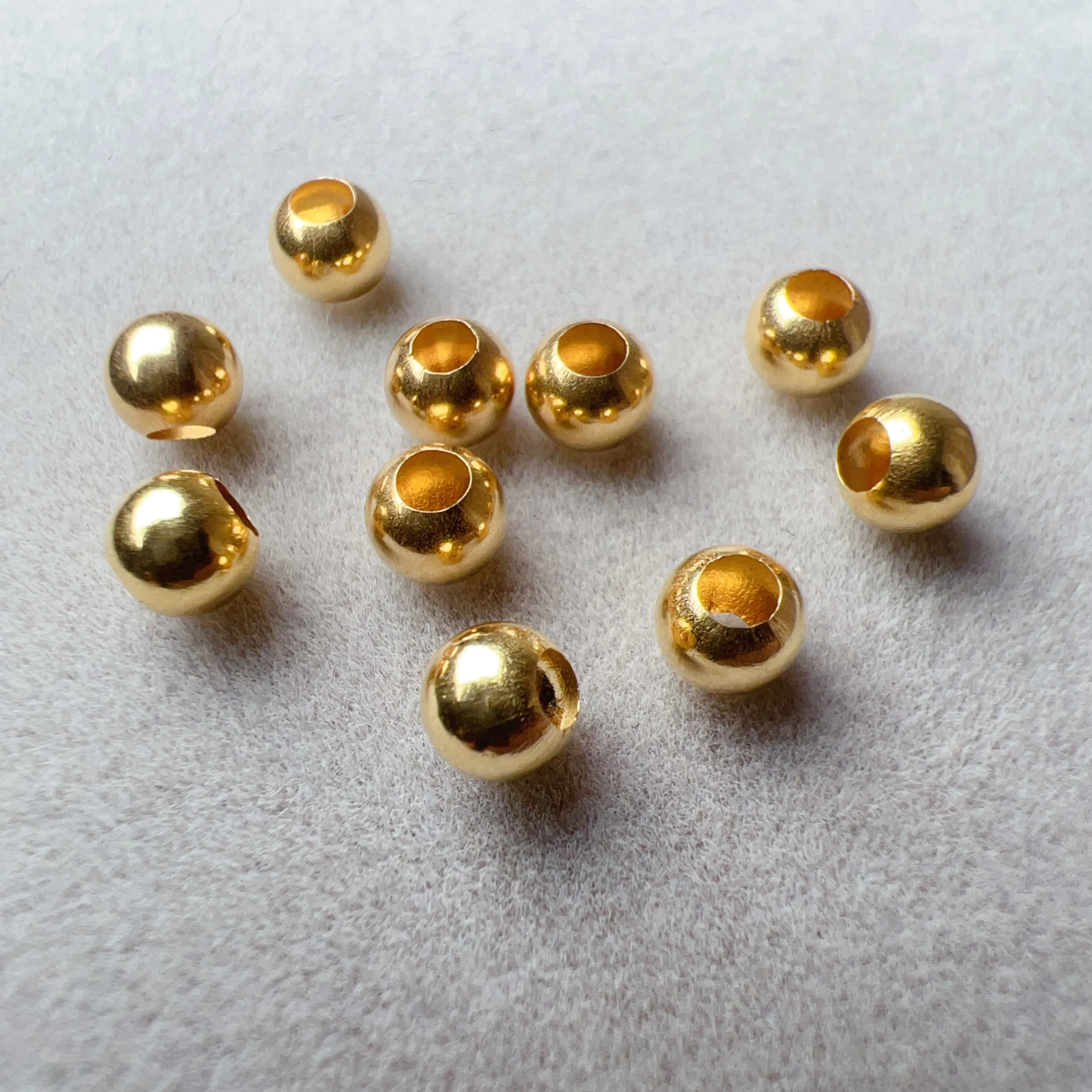 5 PCS 3.9mm 18K Yellow Gold Round Beads Charms for DIY Jewelry Projects