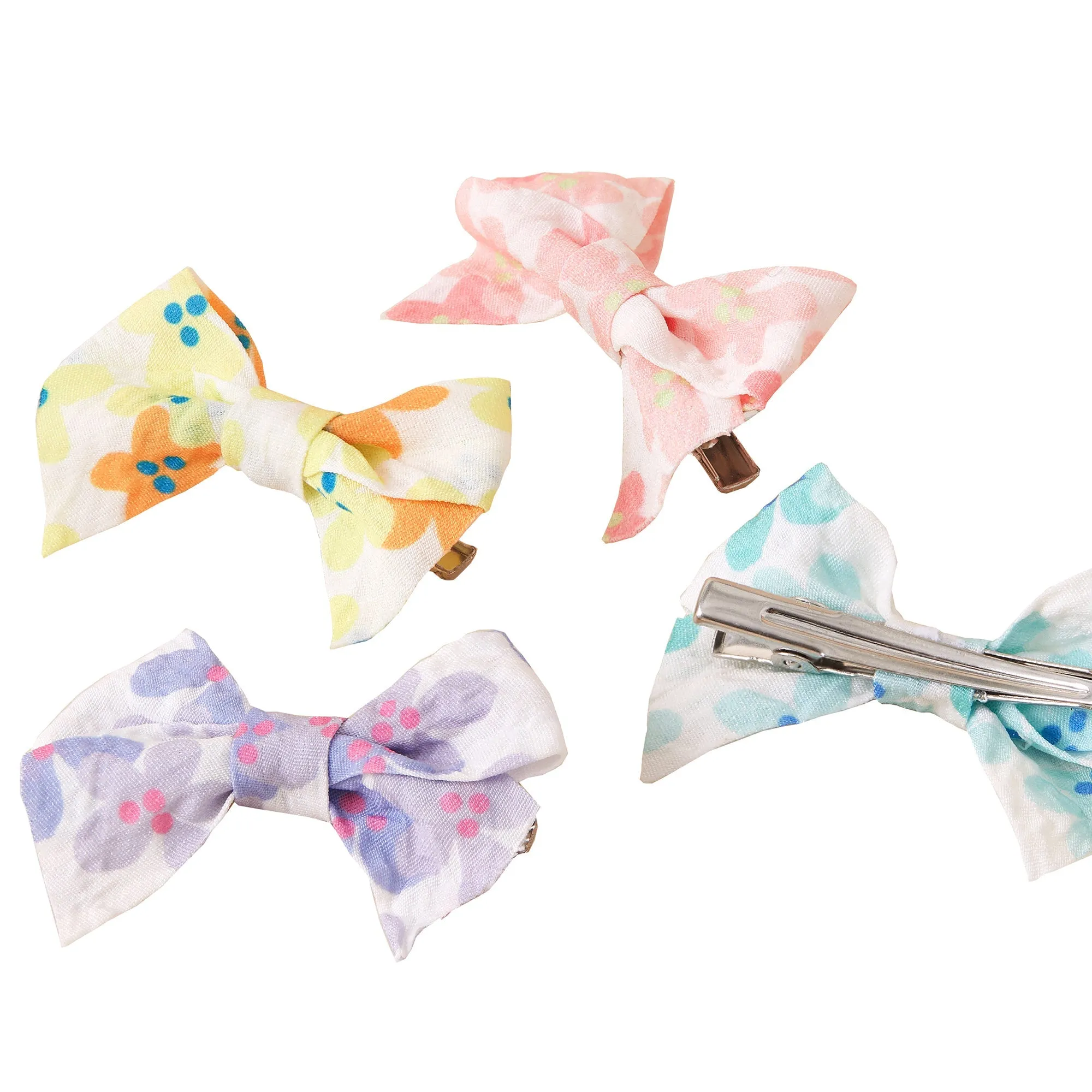 Accessorize London Girl's Set Of 4 Floral Bow Salon Hair Clips