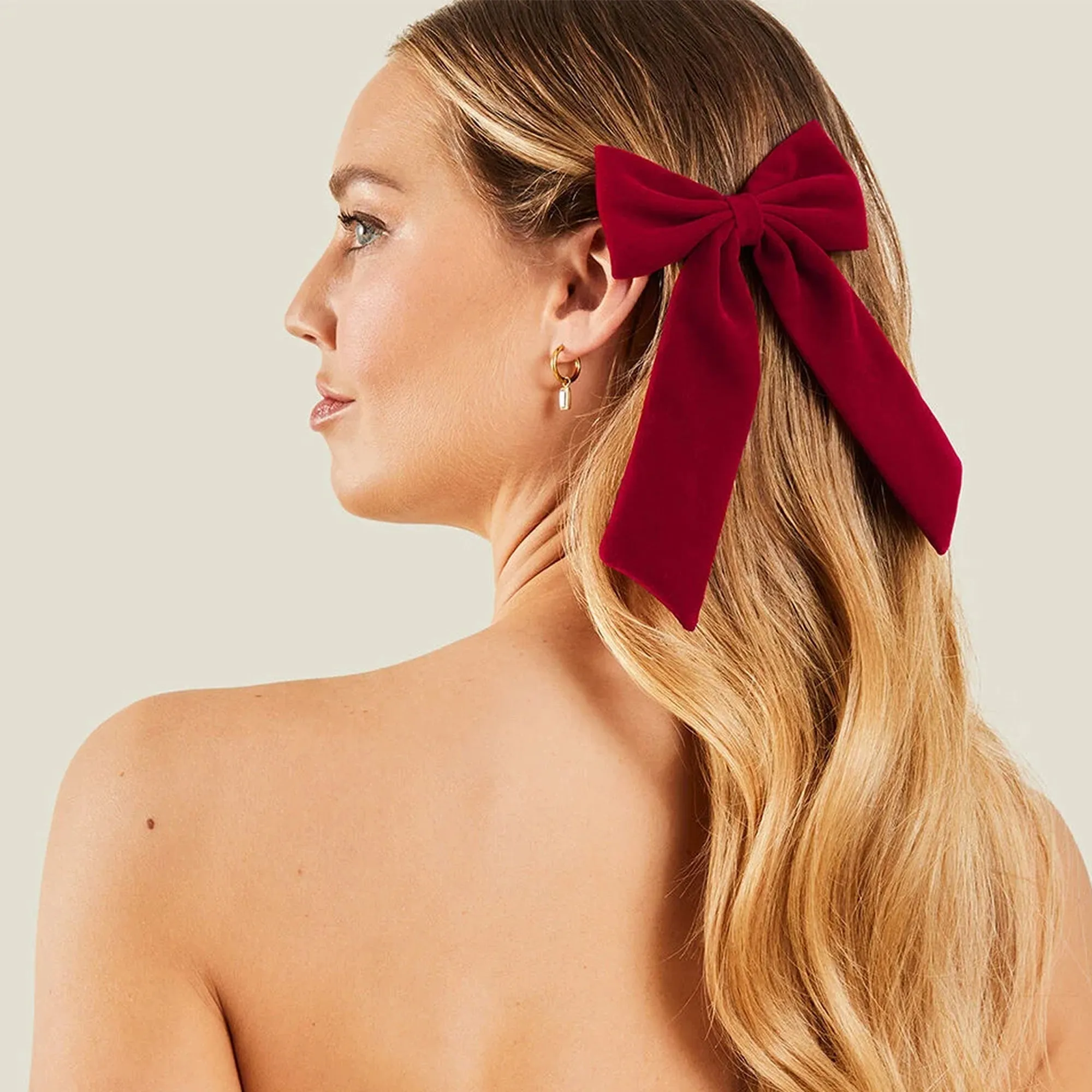 Accessorize London Red Velvet Bow Hair Clip