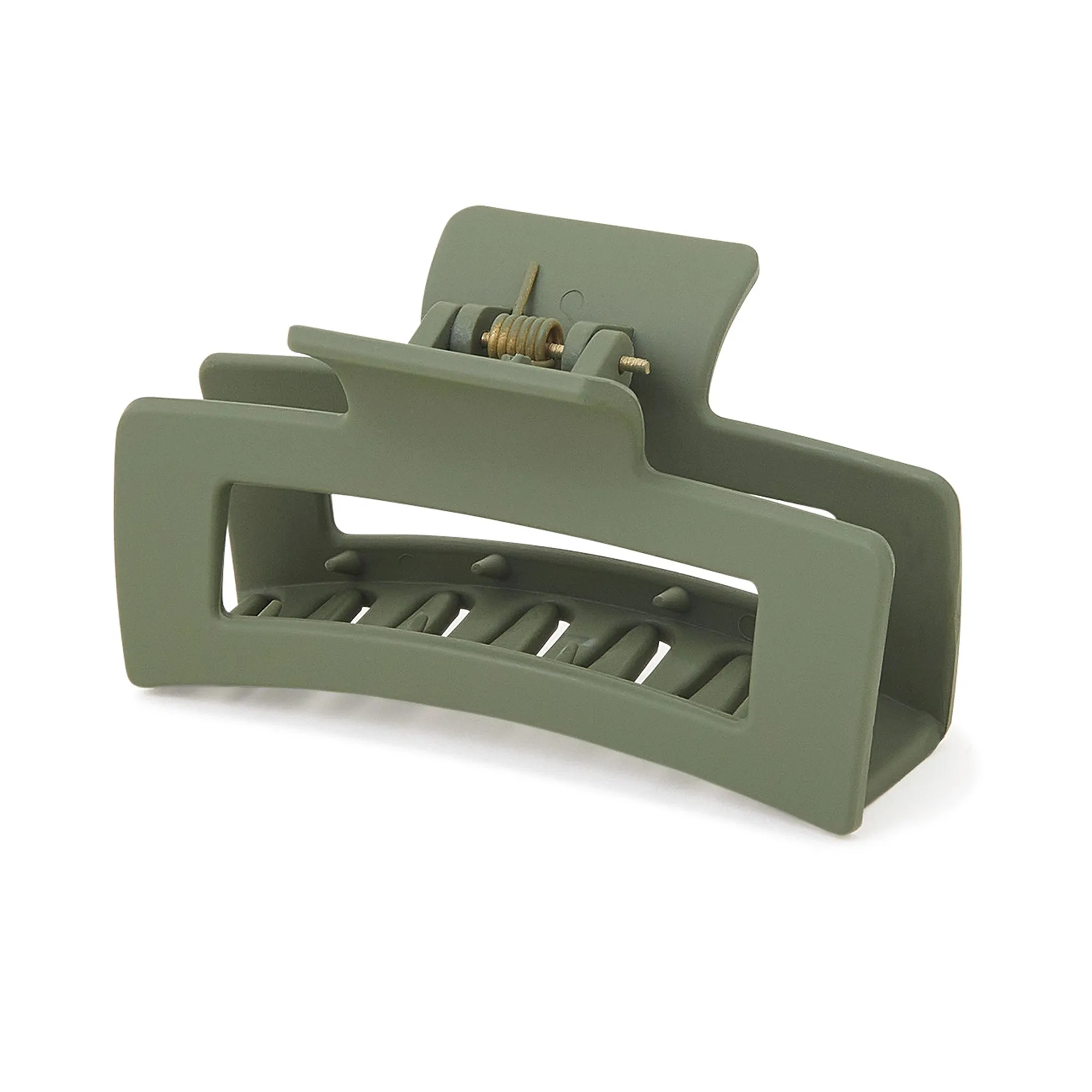 Accessorize London Women's Green Matte Rectangle Claw Clip