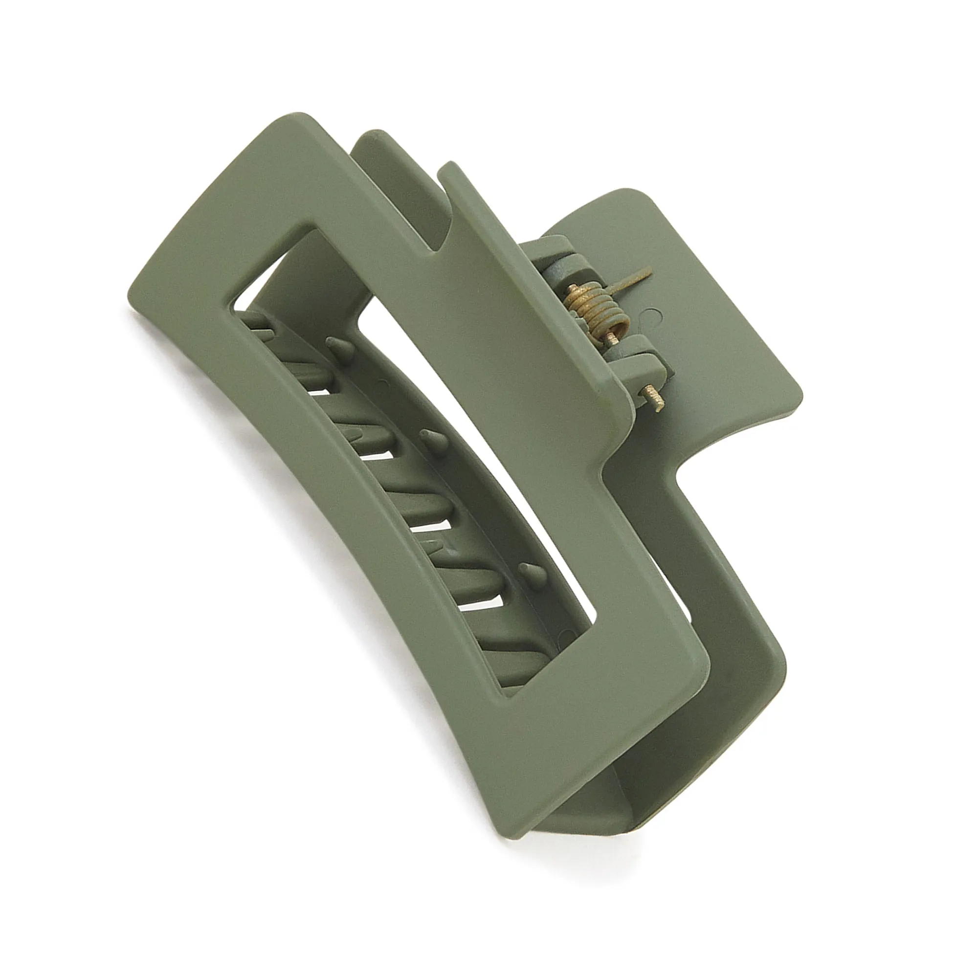 Accessorize London Women's Green Matte Rectangle Claw Clip