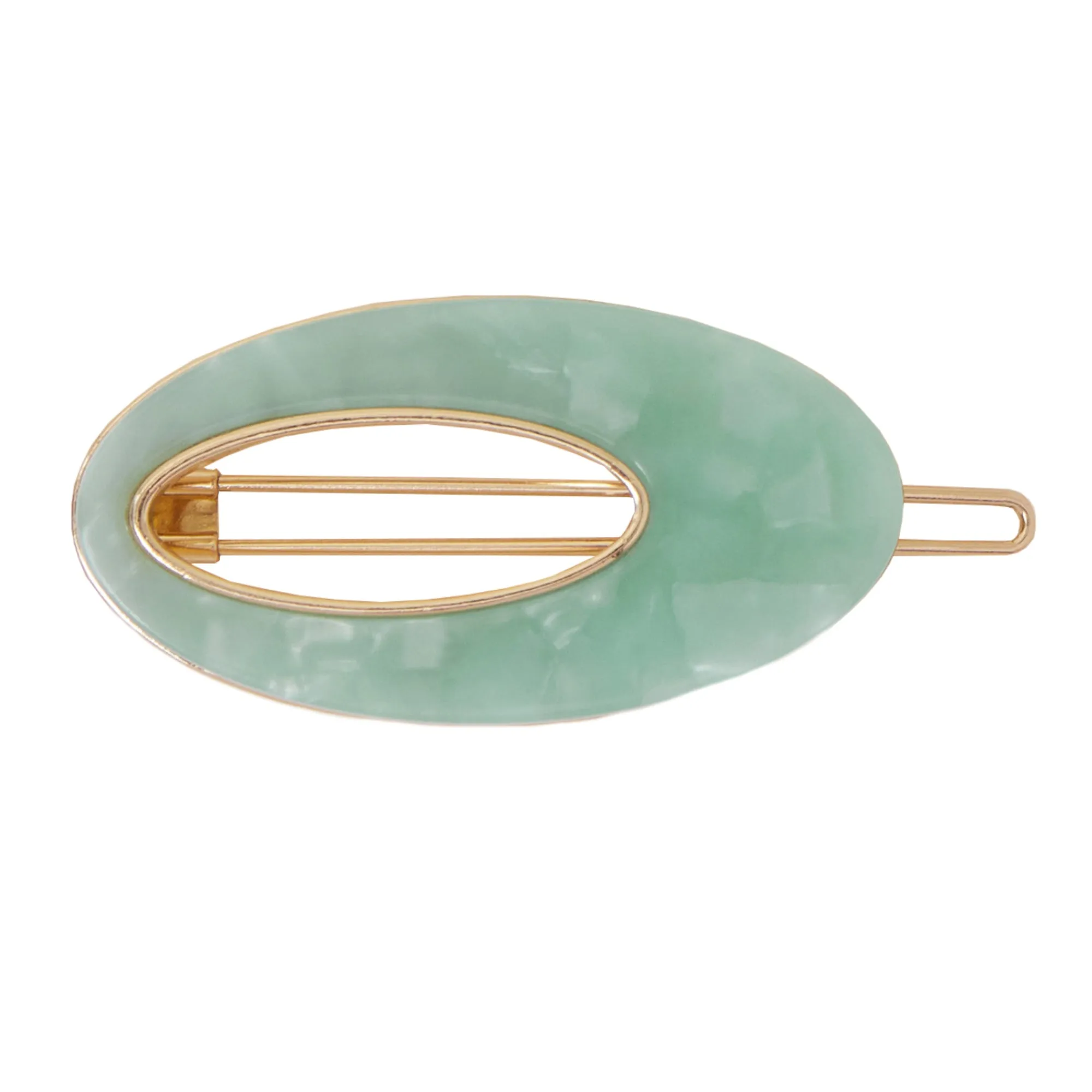 Accessorize London Women's Green Resin Oval Barrette Clip