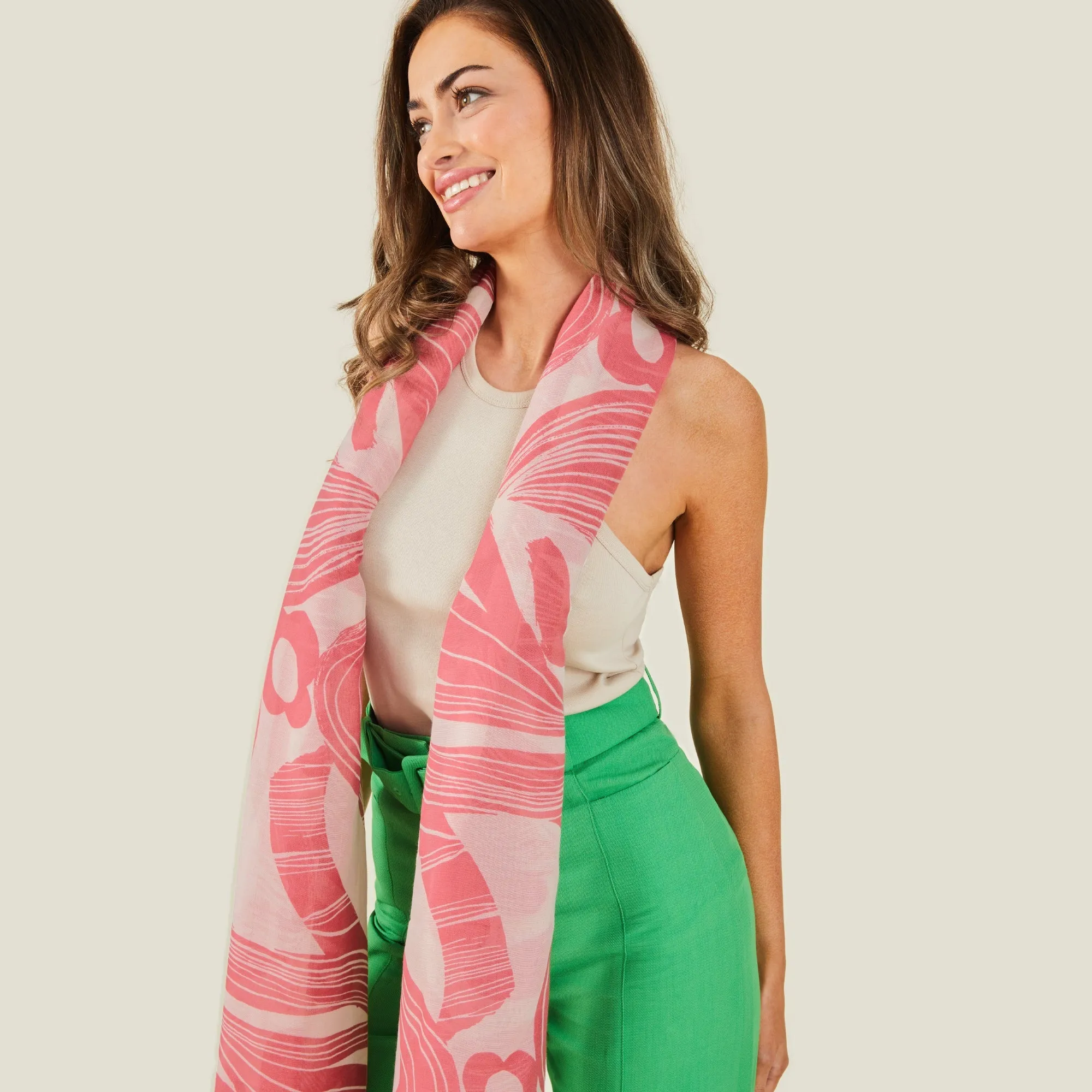 Accessorize London Women's Pink Large Strokes Scarf