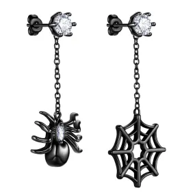 Asymmetry Women Halloween Spider Web Dangle Earrings Cosplay Party Jewelry