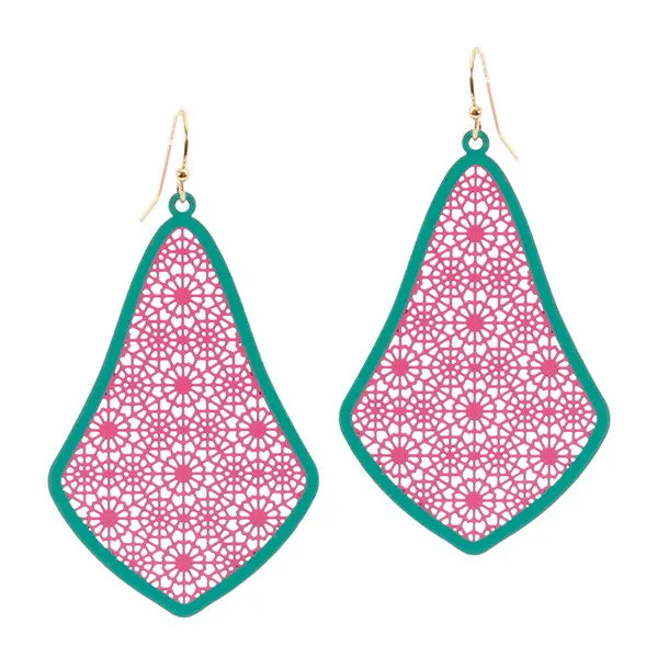 Barbie Theme Textured Metal Filigree Earrings