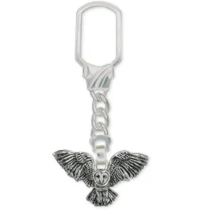 Barn Owl Key Ring Jewelry Sterling Silver Handmade Owl Key Ring OW1-KR