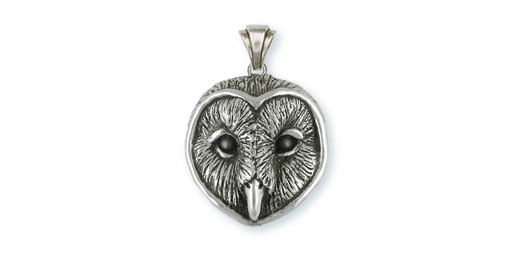 Barn Owl Pendant Jewelry Sterling Silver Handmade Bird Pendant OW3-P