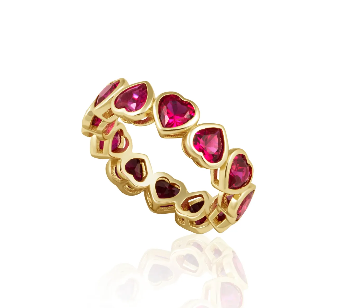 Bezel Heart Ring | Ruby Red