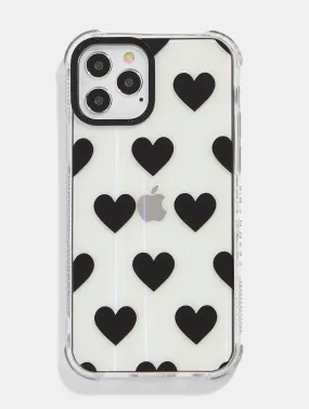 Black Heart Print Shock iPhone Case