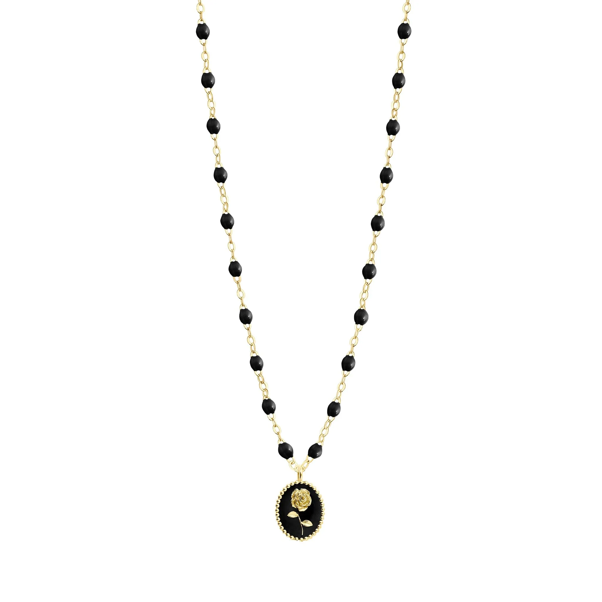 Black Rose Necklace, Yellow Gold, 16.5"