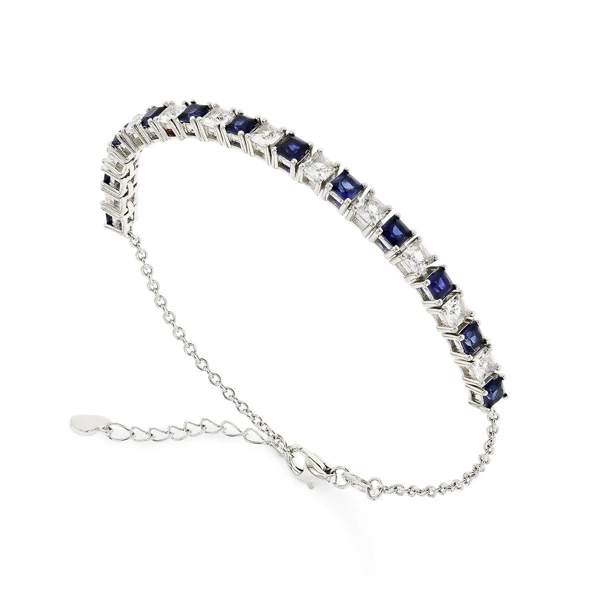 Blue and White Square Sapphire Bracelet