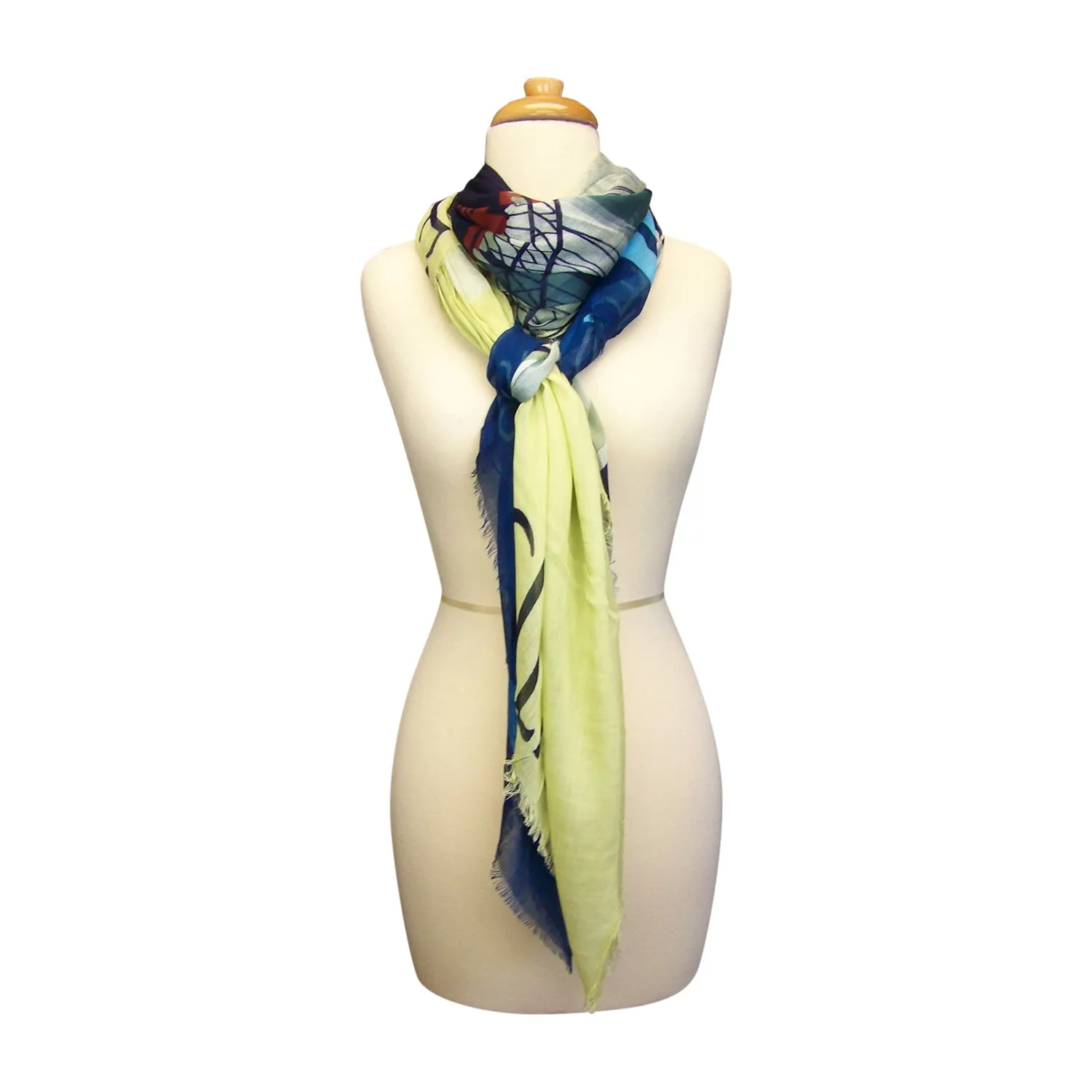 Blue Pacific Vintage Locale Brooklyn New York Cashmere and Silk Scarf