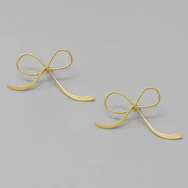 Bow Metal Wire Drop Earrings