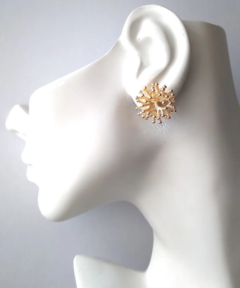 Branch Coral Studs with Detachable White Jade Dangles